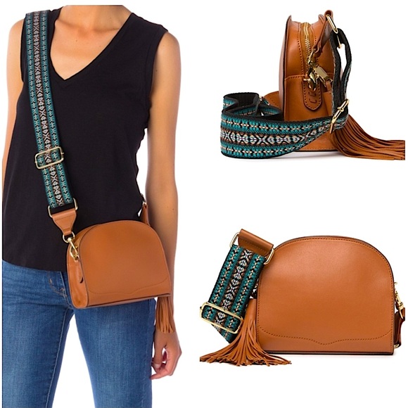 NWOT Rebecca Minkoff Sunday Half Moon Crossbody Bag Cognac Brown Leather Boho - Picture 2 of 15